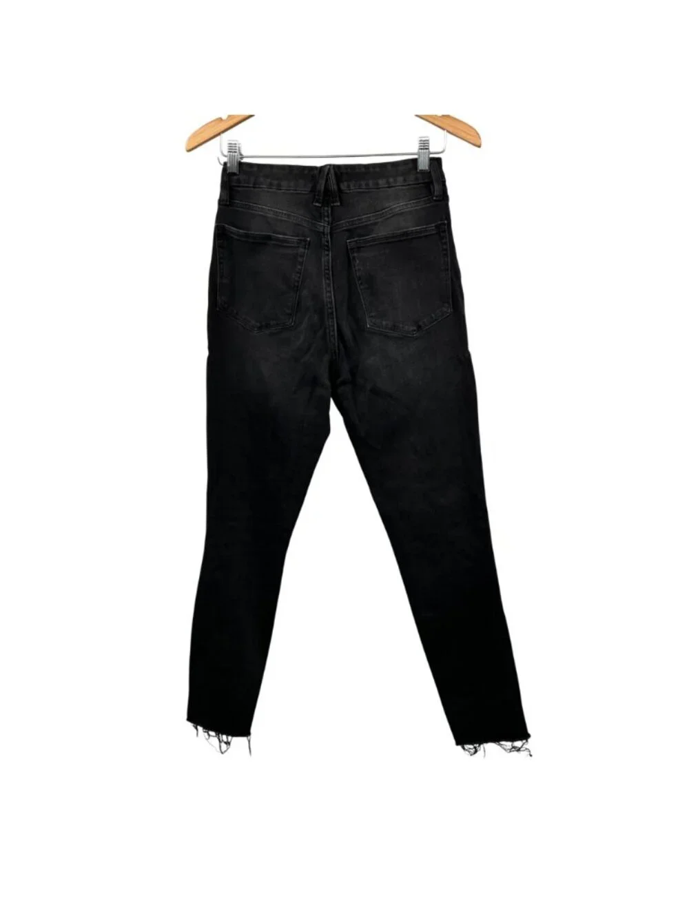 Good American Womens Good Waist Skinny Jeans Distressed Charcoal Size 6/28